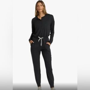 Vuori Women's Lux Henley Jumpsuit Black Heather Medium